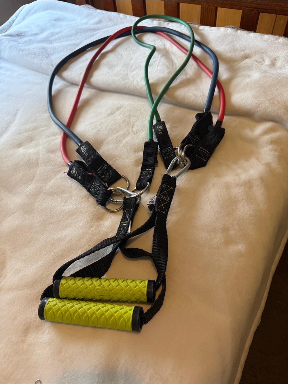 Resistance Band Set of 3 bands with Lime Green Handles -